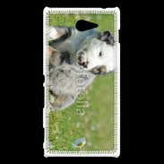 Coque Sony Xperia M2 Chiot blanc et gris 1