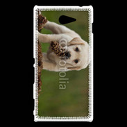 Coque Sony Xperia M2 Chiot labrador avec pomme de pin
