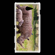Coque Sony Xperia M2 Rhinocéros et son petit