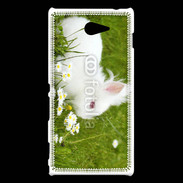 Coque Sony Xperia M2 Lapin blanc dans l'herbe