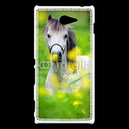 Coque Sony Xperia M2 Poney Shetland gris et blanc
