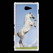 Coque Sony Xperia M2 Cheval arable robe grise