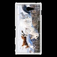 Coque Sony Xperia M2 Cheval et chien dans la neige