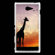 Coque Sony Xperia M2 Girafe au couché de soleil