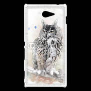 Coque Sony Xperia M2 hibou en aquarelle