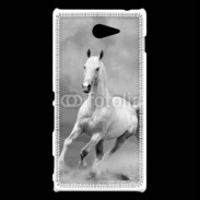 Coque Sony Xperia M2 Cheval en noir et blanc 55