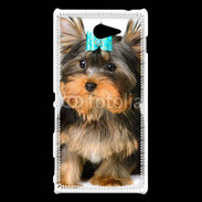 Coque Sony Xperia M2 Yorkshire et nœud bleu 15
