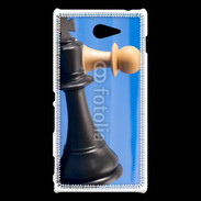 Coque Sony Xperia M2 Pions de jeu d'échec sur fond bleu