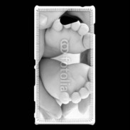 Coque Sony Xperia M2 Pieds de bébé noir et blanc