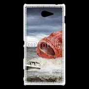 Coque Sony Xperia M2 Enorme poisson chassant bateau de pêcheurs