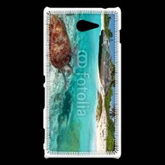 Coque Sony Xperia M2 Belle plage avec tortue