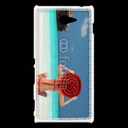 Coque Sony Xperia M2 Femme assise sur la plage