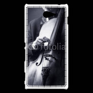 Coque Sony Xperia M2 Violoncelliste en noir et blanc 5