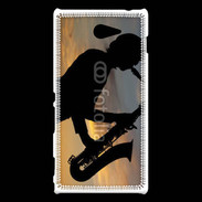 Coque Sony Xperia M2 Saxophoniste au couché de soleil