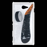 Coque Sony Xperia M2 Crosse et palet de Hockey sur glace