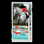 Coque Sony Xperia M2 Jumping Equitation cheval gris
