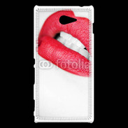 Coque Sony Xperia M2 bouche sexy rouge à lèvre gloss crayon contour
