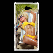 Coque Sony Xperia M2 Femme sexy sur un transat de plage