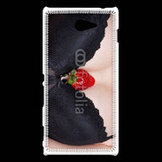 Coque Sony Xperia M2 soutien gorge avec une fraise