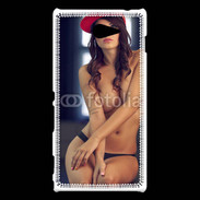 Coque Sony Xperia M2 Charmante brune avec casquette rouge