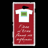 Coque Sony Xperia M2 Femme de rugbyman Bonus offensif-défensif Rouge