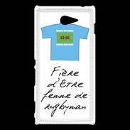 Coque Sony Xperia M2 Femme de rugbyman Bonus offensif-défensif Blanc 2