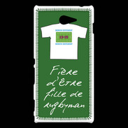 Coque Sony Xperia M2 Fille de rugbyman Bonus offensif-défensif Vert