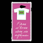 Coque Sony Xperia M2 Mère de rugbyman Bonus offensif-défensif Rose