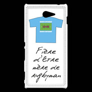 Coque Sony Xperia M2 Mère de rugbyman Bonus offensif-défensif Blanc 2