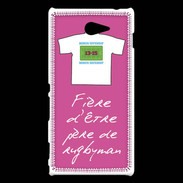 Coque Sony Xperia M2 Père de rugbyman Bonus offensif-défensif Rose