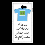Coque Sony Xperia M2 Père de rugbyman Bonus offensif-défensif Blanc 2