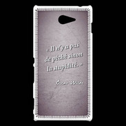 Coque Sony Xperia M2 Pêché stupidité Violet Citation Oscar Wilde