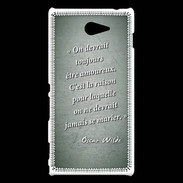 Coque Sony Xperia M2 Toujours amoureux Vert Citation Oscar Wilde