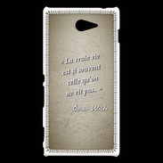 Coque Sony Xperia M2 Vrai vie Sepia Citation Oscar Wilde