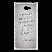 Coque Sony Xperia M2 Dramatique vieillesse Gris Citation Oscar Wilde
