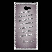 Coque Sony Xperia M2 Les vieux Violet Citation Oscar Wilde