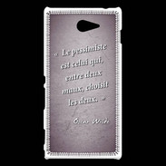 Coque Sony Xperia M2 Pessimiste Violet Citation Oscar Wilde