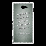 Coque Sony Xperia M2 Pessimiste Vert Citation Oscar Wilde
