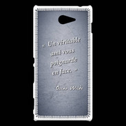 Coque Sony Xperia M2 Ami poignardée Bleu Citation Oscar Wilde