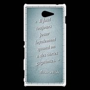 Coque Sony Xperia M2 Cartes gagnantes Turquoise Citation Oscar Wilde