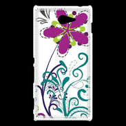 Coque Sony Xperia M2 motif floral bleu