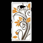Coque Sony Xperia M2 motif floral marron