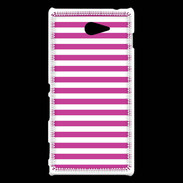 Coque Sony Xperia M2 rayures blanches et roses