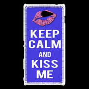 Coque Sony Xperia M2 Keep Calm Kiss me Bleu