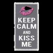 Coque Sony Xperia M2 Keep Calm Kiss me Gris