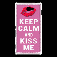 Coque Sony Xperia M2 Keep Calm Kiss me Rose