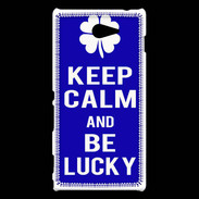 Coque Sony Xperia M2 Keep Calm Be lucky Bleu