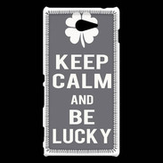Coque Sony Xperia M2 Keep Calm Be lucky Gris