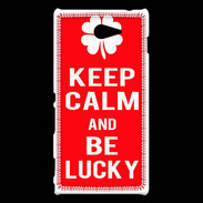 Coque Sony Xperia M2 Keep Calm Be Lucky Rouge