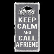 Coque Sony Xperia M2 Keep Calm Call friend Gris